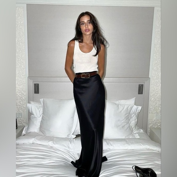 Vintage 100% Silk Black Maxi Skirt - Picture 1 of 5